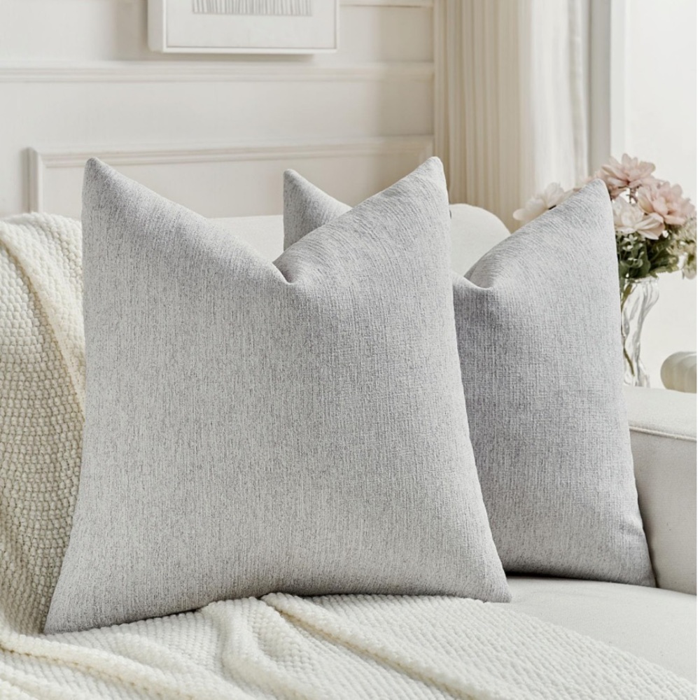Gray CHENILLE Pillow Covers Square 18x18” (2-pack)